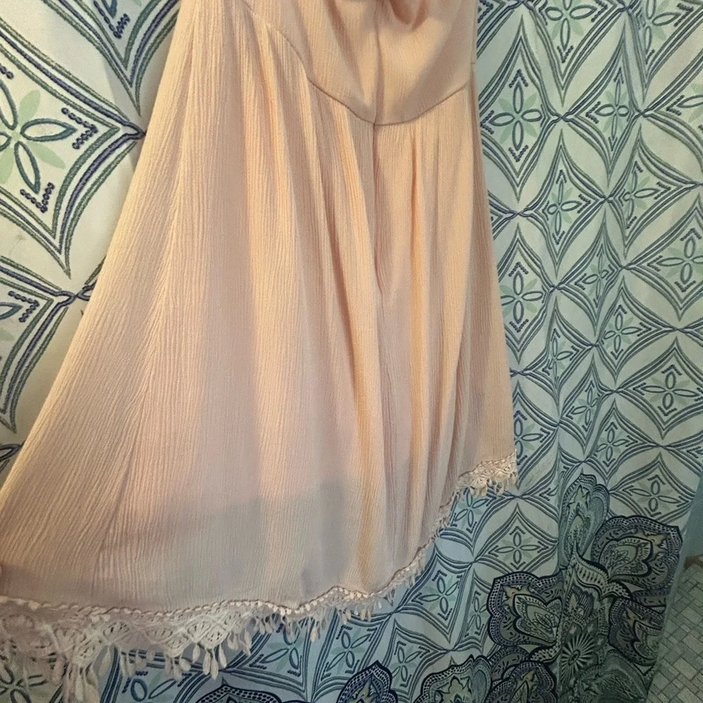 EUC Jella Couture Blush Pink Lined Crinkle Material Dress, w/Straps and Backless - Picture 5 of 16